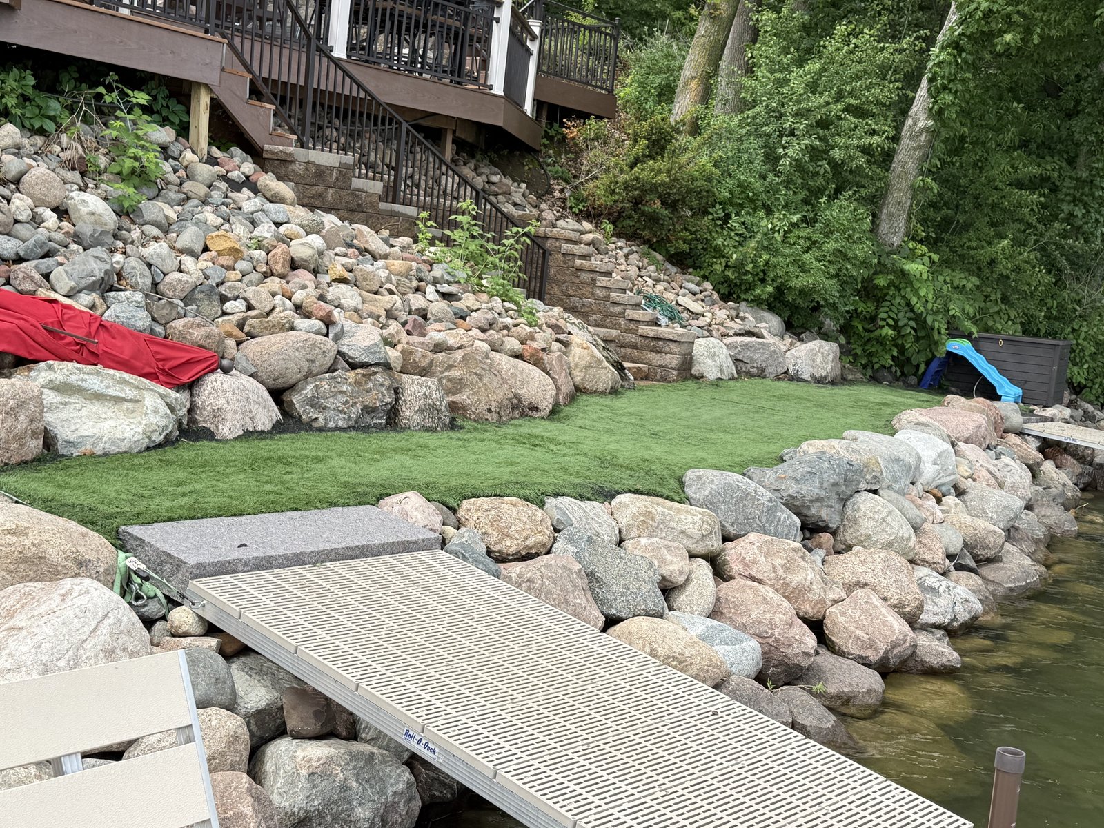 Shoreline restoration with dock